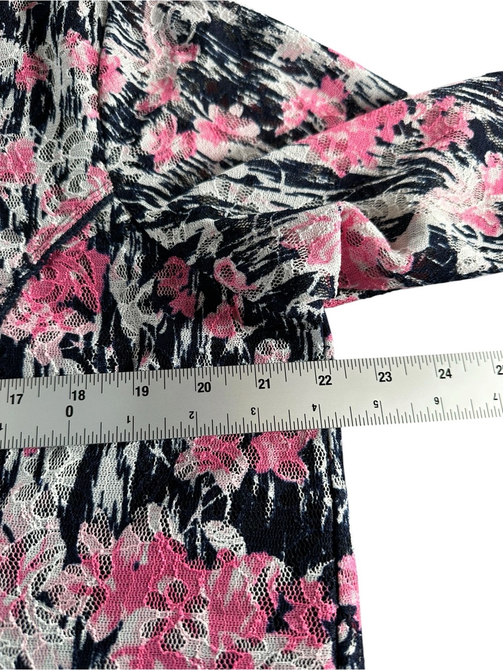 CJ Banks Black Top with Pink Floral Print 1X - Picture 8 of 12
